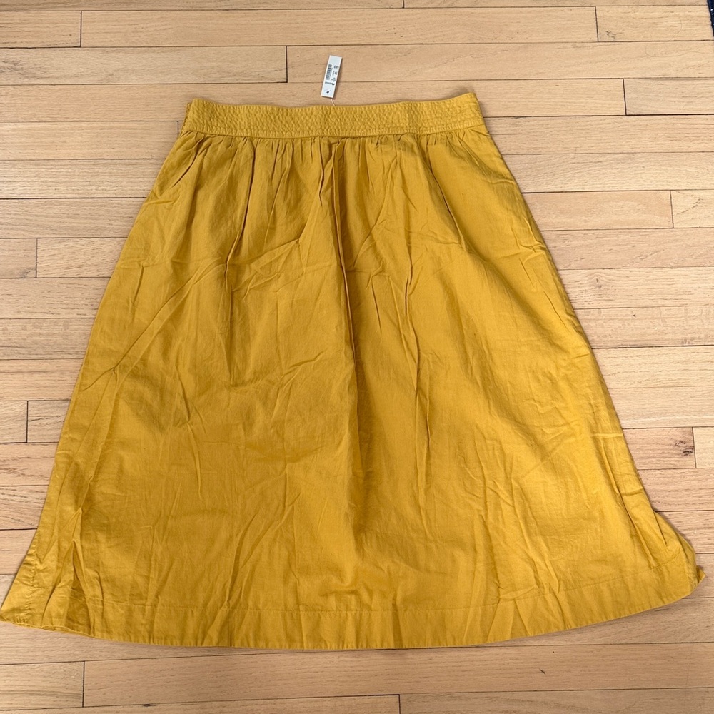 Madewell NWT Side Button Midi Skirt Size 12 Yellow Cotton - Picture 5 of 6